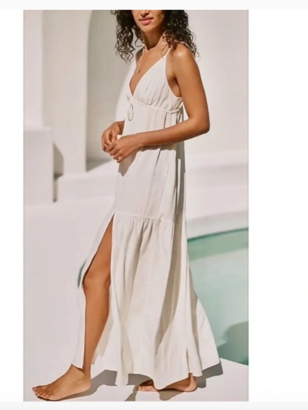 L*SPACE (NWT) Victoria Drawstring Empire Waist Maxi Cover Up Dress, Size Small